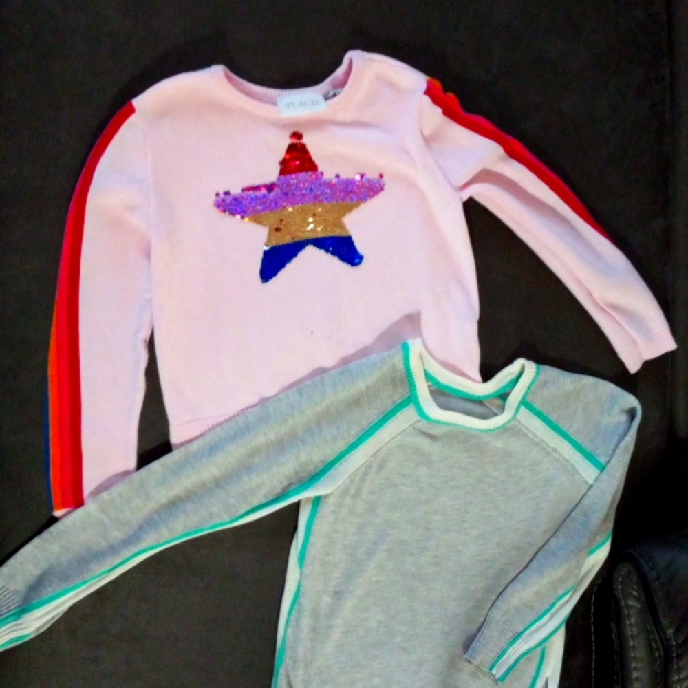 Girls sweater bundle Children's Place size 5/6 Pink and Gray and Teal no tag